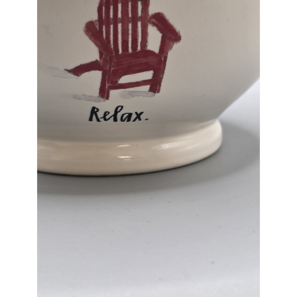 Rae Dunn RELAX Bowl Red Adirondack Chair Red Interior Artisan Magenta - Picture 5 of 5